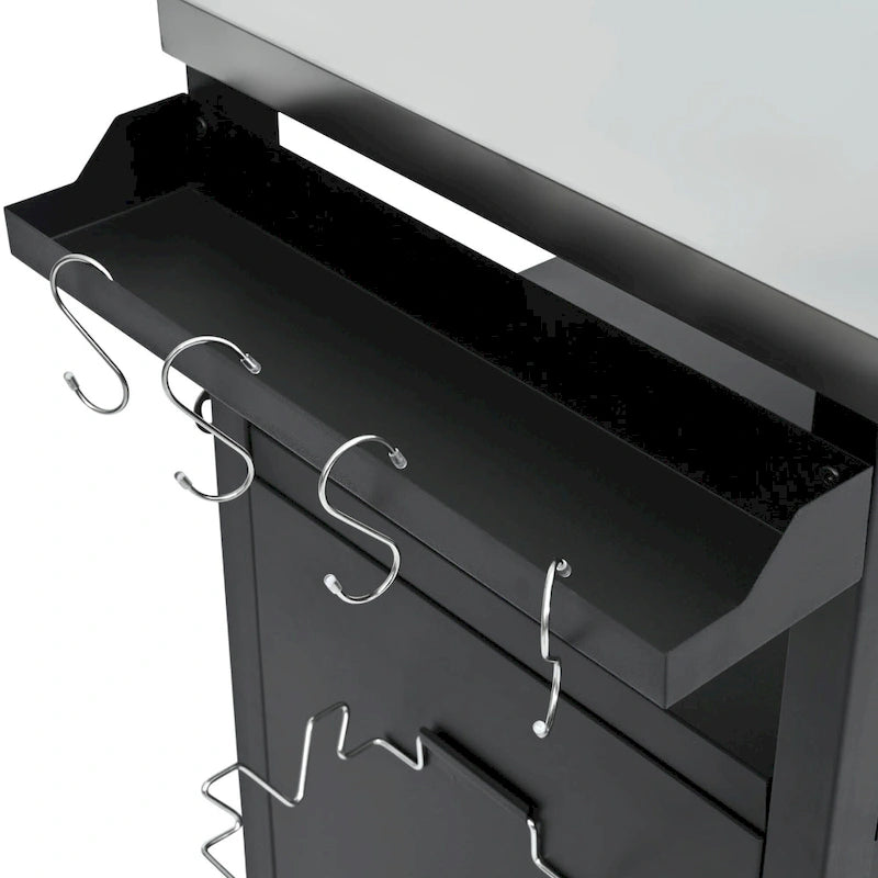 Isla de cocina exterior con encimera de acero inoxidable, mesa para parrilla de metal con gabinete de almacenamiento - N/A