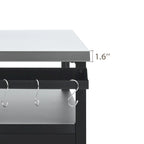 Isla de cocina exterior con encimera de acero inoxidable, mesa para parrilla de metal con gabinete de almacenamiento - N/A