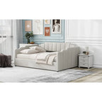 Canapé tapizado con almacenaje inferior, tamaño completo, beige