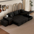 Sofá seccional moderno en L de 3 plazas y reversible, sofá cama extraíble con chaise longue de almacenamiento
