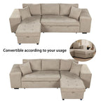 Sofá seccional moderno en L de 3 plazas y reversible, sofá cama extraíble con chaise longue de almacenamiento