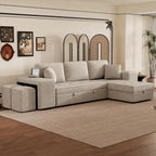 Sofá seccional moderno en L de 3 plazas y reversible, sofá cama extraíble con chaise longue de almacenamiento
