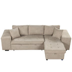 Sofá seccional moderno en L de 3 plazas y reversible, sofá cama extraíble con chaise longue de almacenamiento