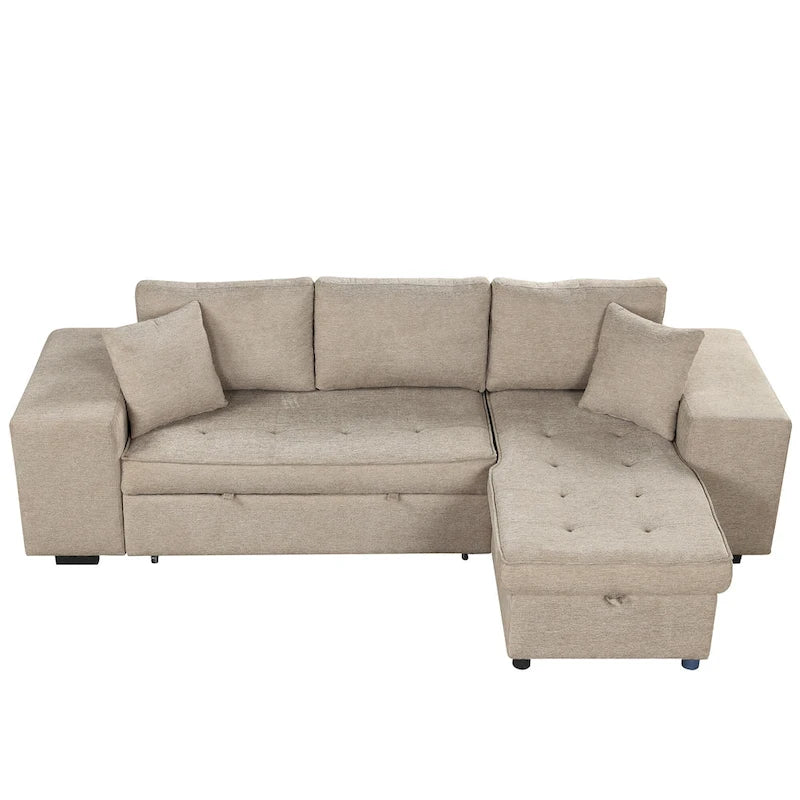 Sofá seccional moderno en L de 3 plazas y reversible, sofá cama extraíble con chaise longue de almacenamiento