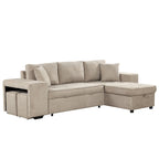 Sofá seccional moderno en L de 3 plazas y reversible, sofá cama extraíble con chaise longue de almacenamiento