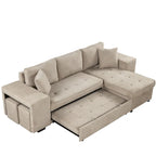 Sofá seccional moderno en L de 3 plazas y reversible, sofá cama extraíble con chaise longue de almacenamiento
