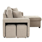 Sofá seccional moderno en L de 3 plazas y reversible, sofá cama extraíble con chaise longue de almacenamiento