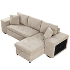 Sofá seccional moderno en L de 3 plazas y reversible, sofá cama extraíble con chaise longue de almacenamiento
