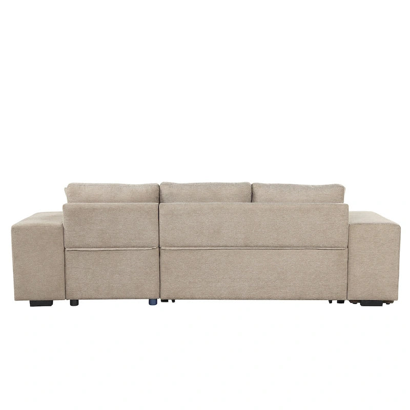 Sofá seccional moderno en L de 3 plazas y reversible, sofá cama extraíble con chaise longue de almacenamiento