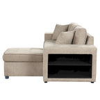 Sofá seccional moderno en L de 3 plazas y reversible, sofá cama extraíble con chaise longue de almacenamiento