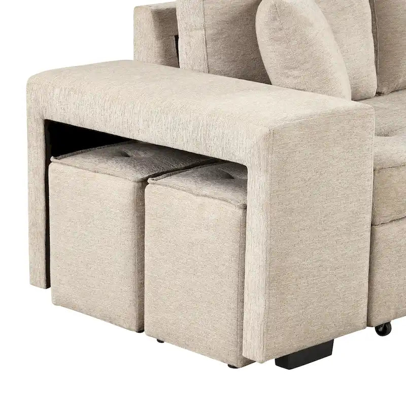 Sofá seccional moderno en L de 3 plazas y reversible, sofá cama extraíble con chaise longue de almacenamiento