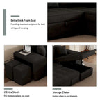 Sofá seccional moderno en L de 3 plazas y reversible, sofá cama extraíble con chaise longue de almacenamiento