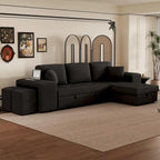 Sofá seccional moderno en L de 3 plazas y reversible, sofá cama extraíble con chaise longue de almacenamiento