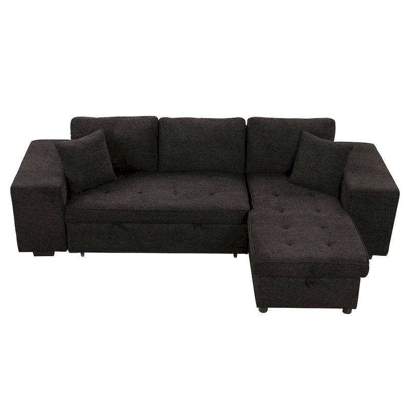 Sofá seccional moderno en L de 3 plazas y reversible, sofá cama extraíble con chaise longue de almacenamiento