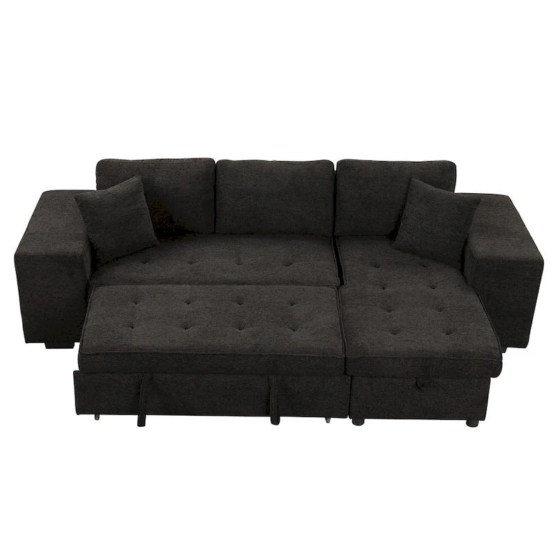 Sofá seccional moderno en L de 3 plazas y reversible, sofá cama extraíble con chaise longue de almacenamiento