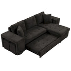 Sofá seccional moderno en L de 3 plazas y reversible, sofá cama extraíble con chaise longue de almacenamiento