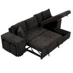 Sofá seccional moderno en L de 3 plazas y reversible, sofá cama extraíble con chaise longue de almacenamiento
