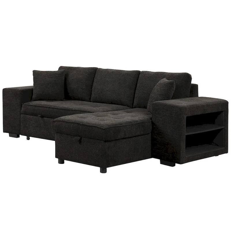 Sofá seccional moderno en L de 3 plazas y reversible, sofá cama extraíble con chaise longue de almacenamiento