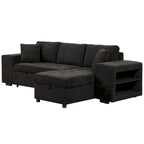 Sofá seccional moderno en L de 3 plazas y reversible, sofá cama extraíble con chaise longue de almacenamiento