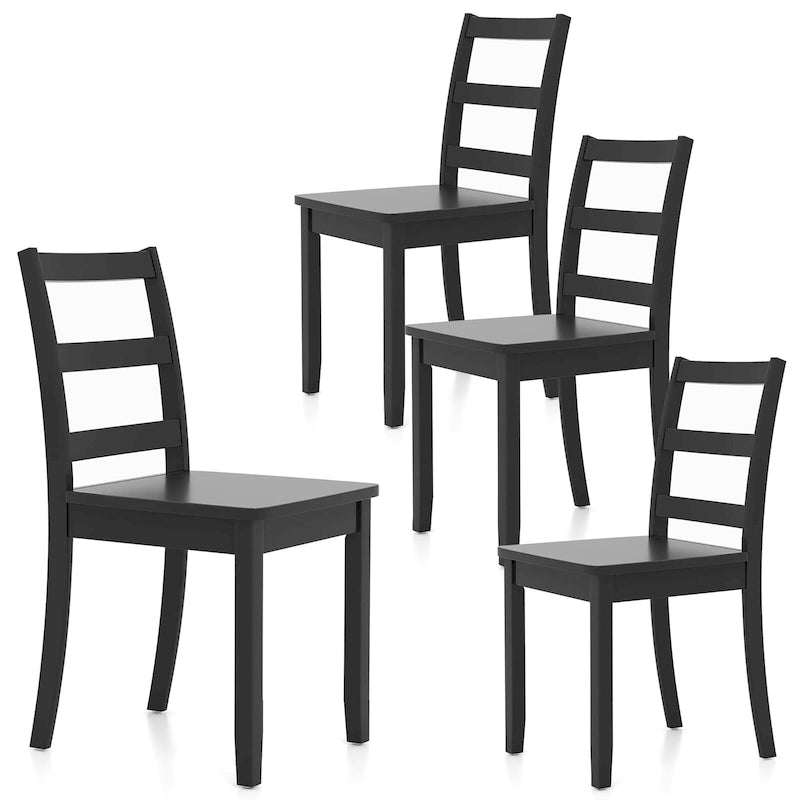 Sillas de comedor sin brazos, de respaldo de escalera y patas de madera maciza