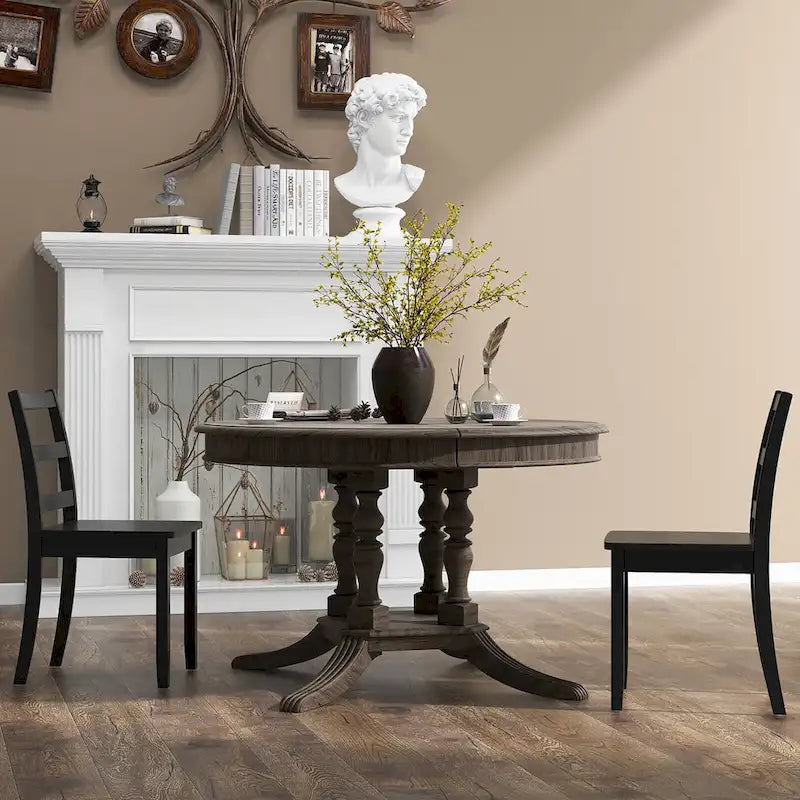 Sillas de comedor sin brazos, de respaldo de escalera y patas de madera maciza