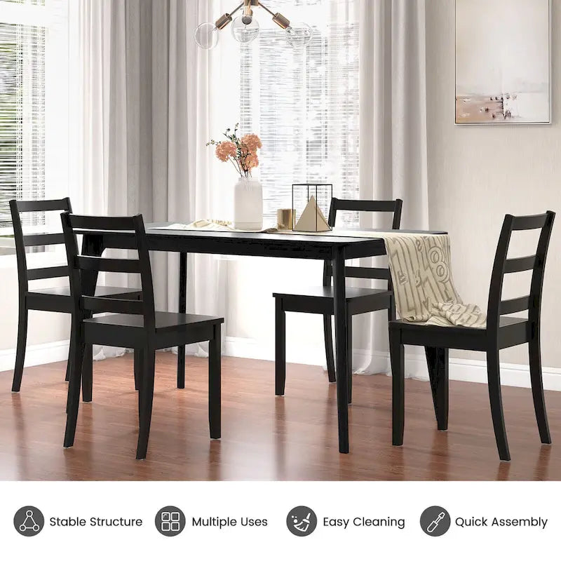 Sillas de comedor sin brazos, de respaldo de escalera y patas de madera maciza