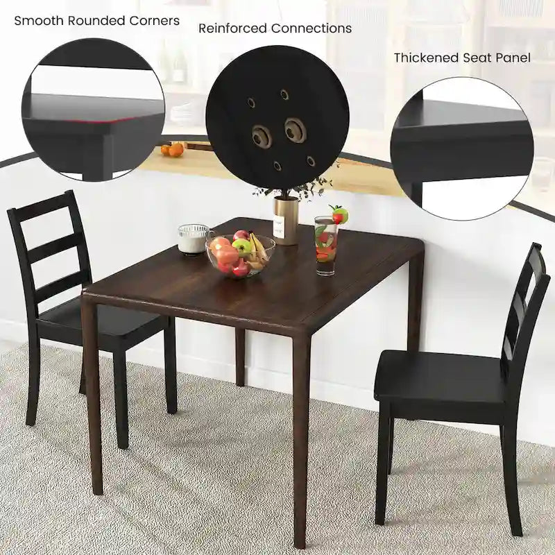 Sillas de comedor sin brazos, de respaldo de escalera y patas de madera maciza