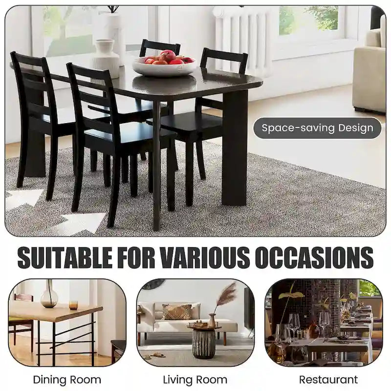 Sillas de comedor sin brazos, de respaldo de escalera y patas de madera maciza