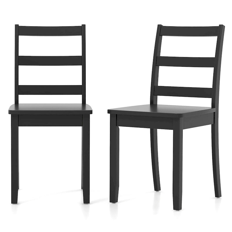 Sillas de comedor sin brazos, de respaldo de escalera y patas de madera maciza
