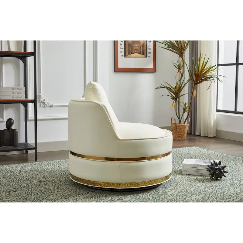 Sillón giratorio, sillón decorativo giratorio 360, sillón club de piel sintética tipo barril, sillón individual acolchado