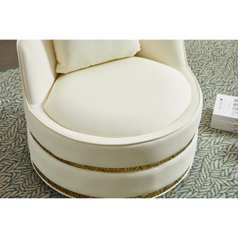 Sillón giratorio, sillón decorativo giratorio 360, sillón club de piel sintética tipo barril, sillón individual acolchado
