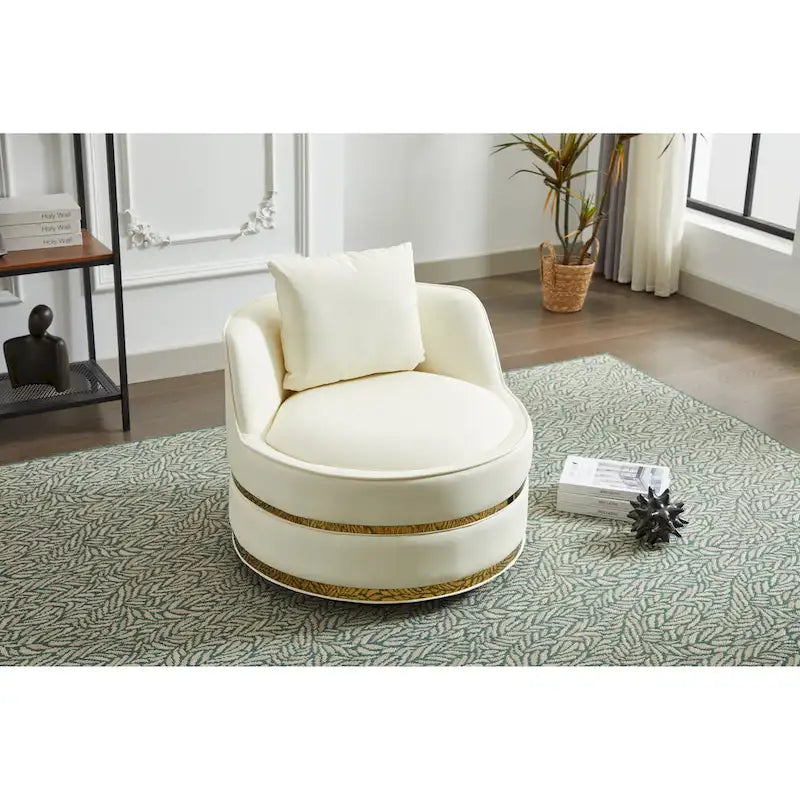 Sillón giratorio, sillón decorativo giratorio 360, sillón club de piel sintética tipo barril, sillón individual acolchado