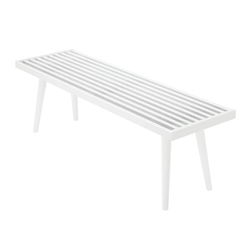 Banco doble de entrada de madera de mediados de siglo - 56.3 L x 16.5 W x 17.5 H