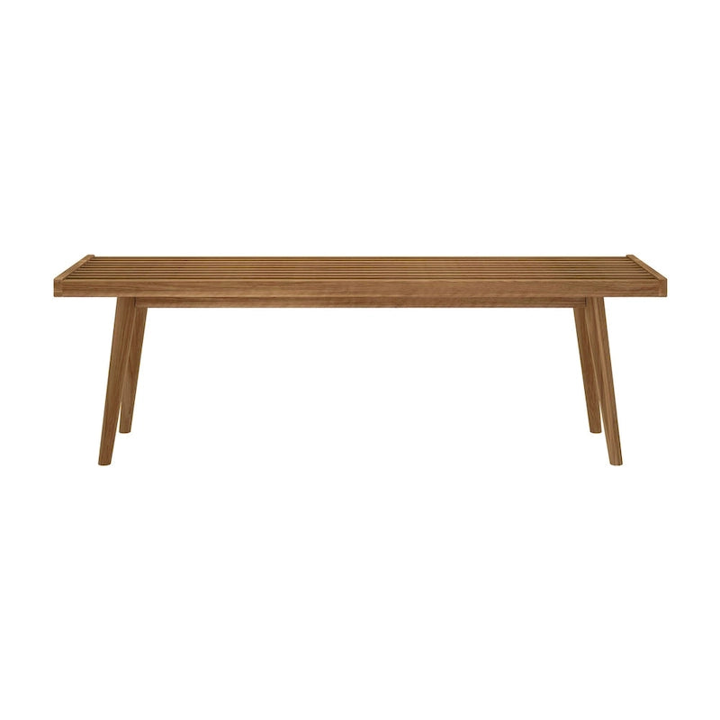 Banco doble de entrada de madera de mediados de siglo - 56.3 L x 16.5 W x 17.5 H