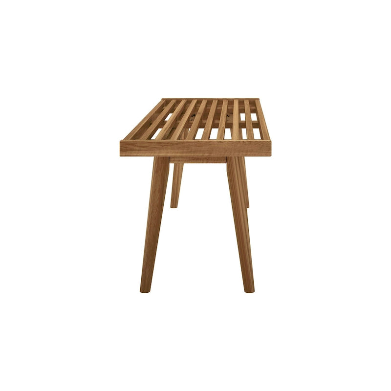 Banco doble de entrada de madera de mediados de siglo - 56.3 L x 16.5 W x 17.5 H
