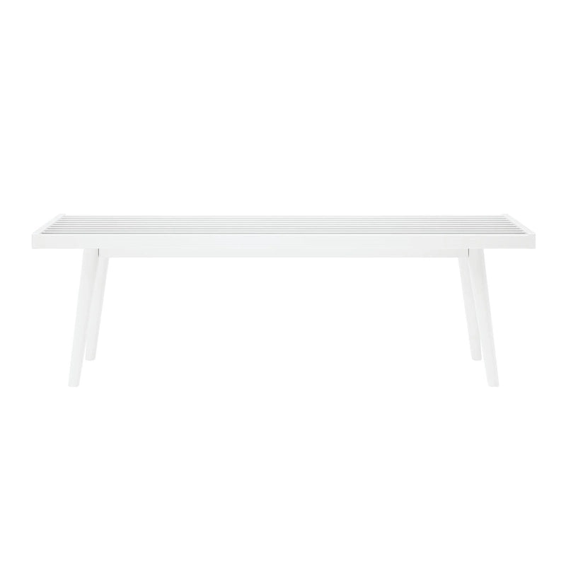 Banco doble de entrada de madera de mediados de siglo - 56.3 L x 16.5 W x 17.5 H