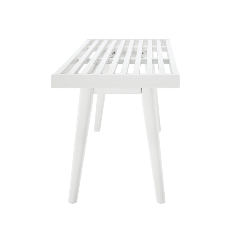 Banco doble de entrada de madera de mediados de siglo - 56.3 L x 16.5 W x 17.5 H