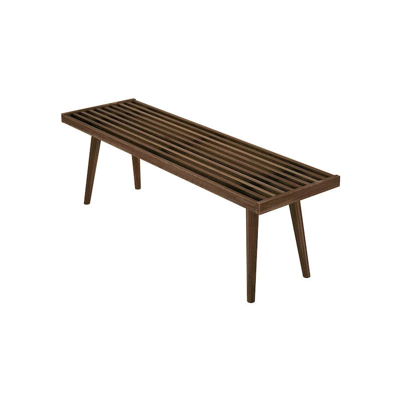 Banco doble de entrada de madera de mediados de siglo - 56.3 L x 16.5 W x 17.5 H