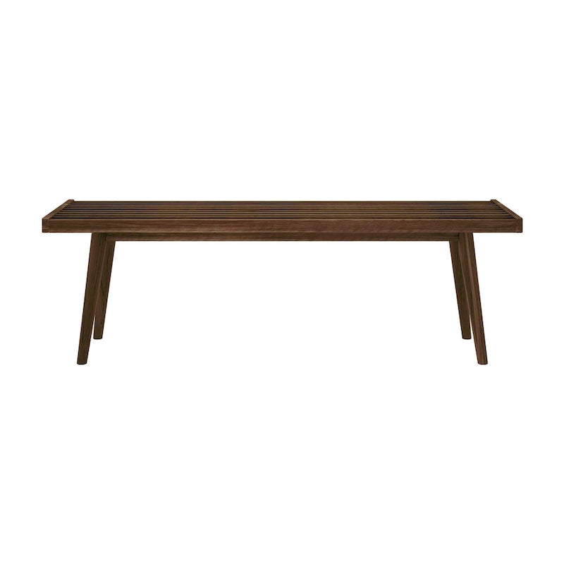 Banco doble de entrada de madera de mediados de siglo - 56.3 L x 16.5 W x 17.5 H