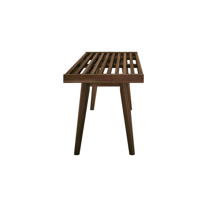 Banco doble de entrada de madera de mediados de siglo - 56.3 L x 16.5 W x 17.5 H