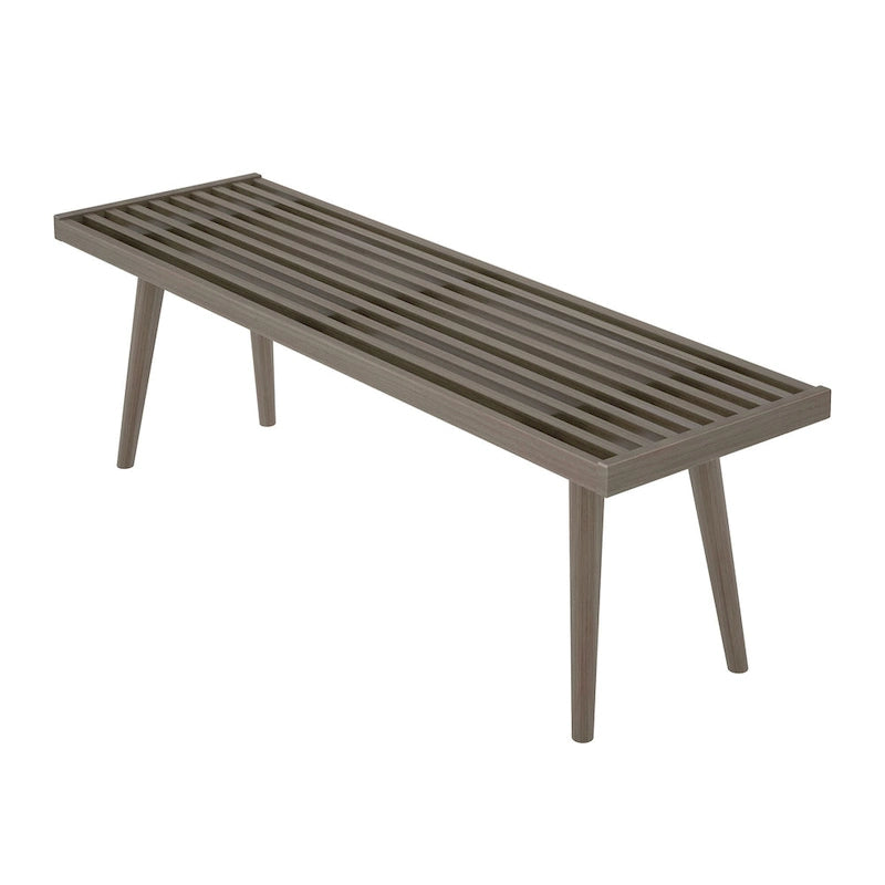 Banco doble de entrada de madera de mediados de siglo - 56.3 L x 16.5 W x 17.5 H