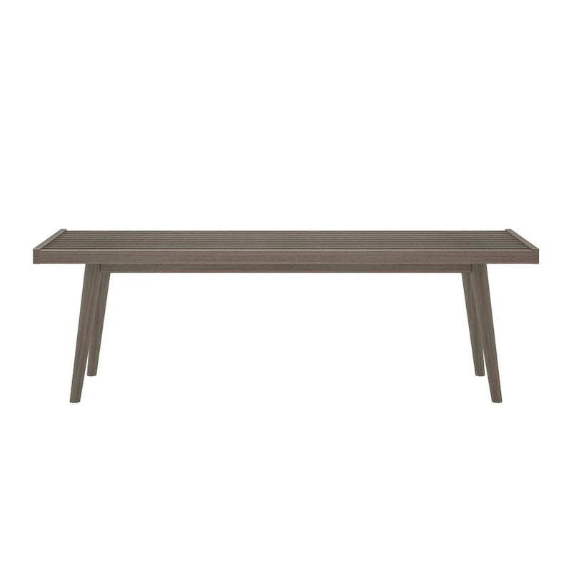 Banco doble de entrada de madera de mediados de siglo - 56.3 L x 16.5 W x 17.5 H