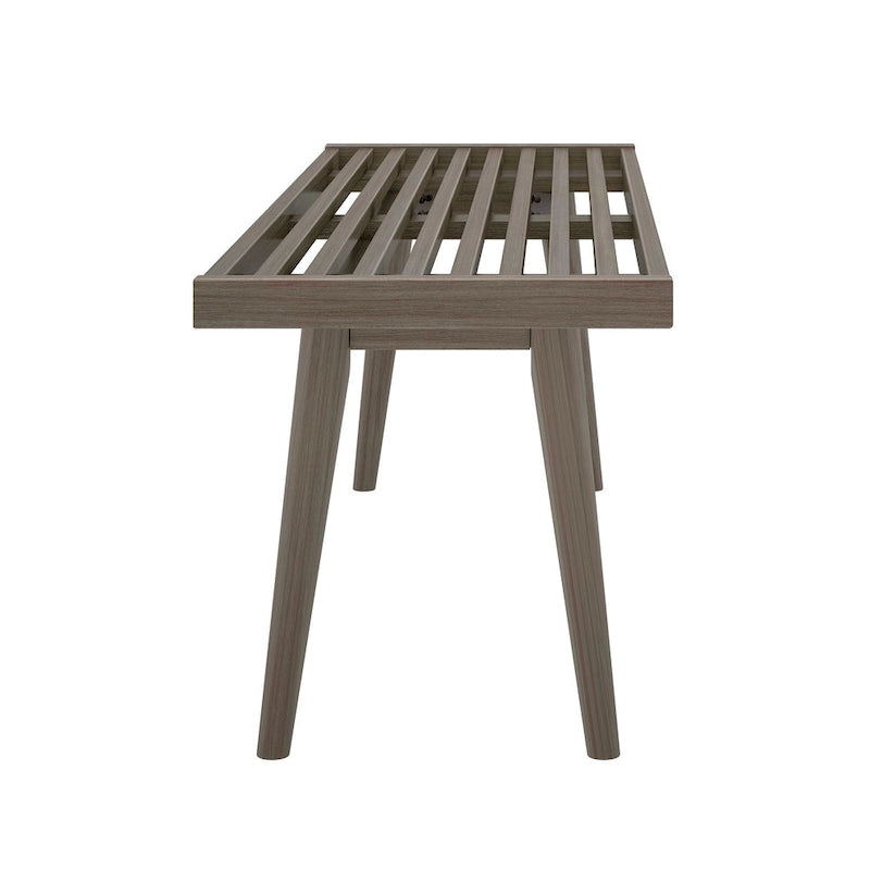 Banco doble de entrada de madera de mediados de siglo - 56.3 L x 16.5 W x 17.5 H