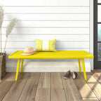 Banco doble de entrada de madera de mediados de siglo - 56.3 L x 16.5 W x 17.5 H