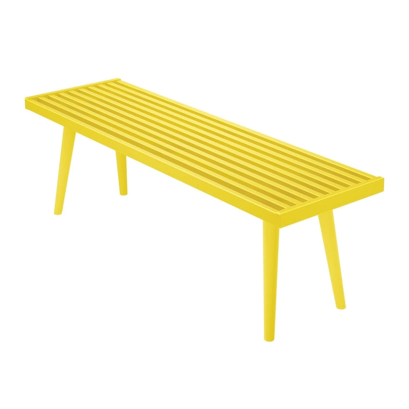 Banco doble de entrada de madera de mediados de siglo - 56.3 L x 16.5 W x 17.5 H