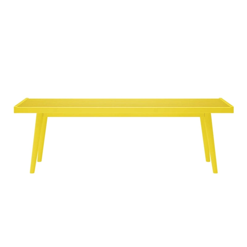 Banco doble de entrada de madera de mediados de siglo - 56.3 L x 16.5 W x 17.5 H