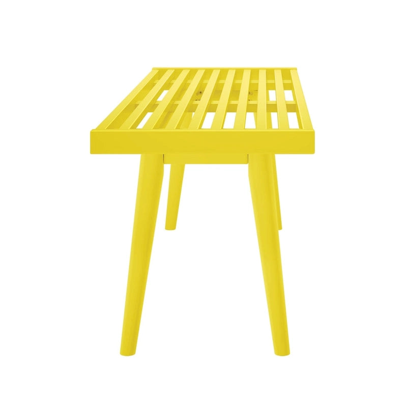 Banco doble de entrada de madera de mediados de siglo - 56.3 L x 16.5 W x 17.5 H