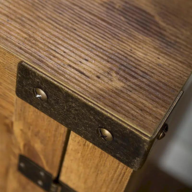 Banco de entrada de madera doble de mediados de siglo