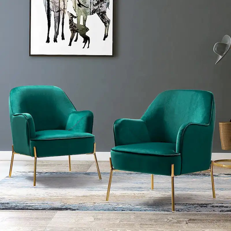 Sillón Acentual de Terciopelo con Patas Doradas