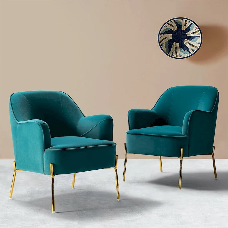 Sillón Acentual de Terciopelo con Patas Doradas